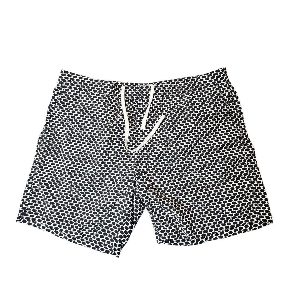 J Crew Swim Trunks Men 36 Blue White Lightweight Board Shorts Swim Wear Nautical